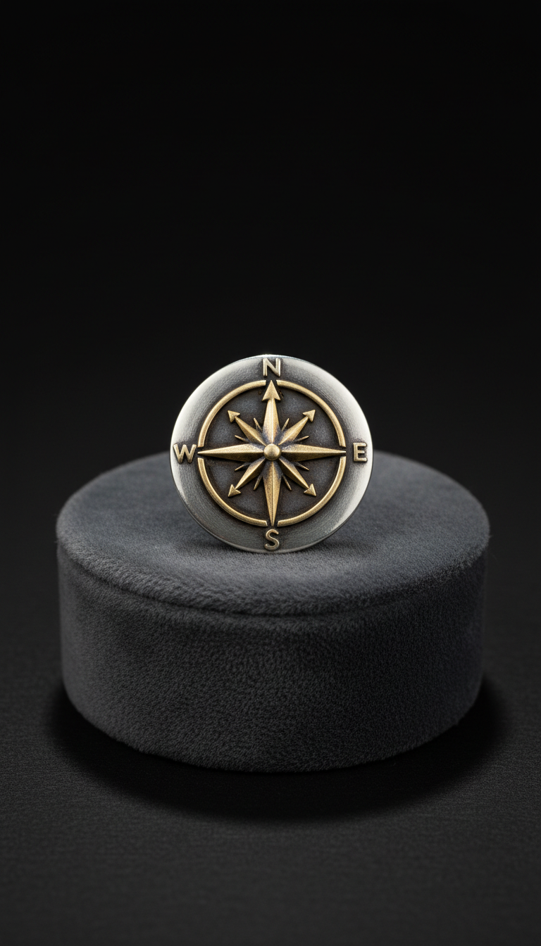 Sterling Silver Lapel Pin with Compass Motif