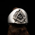 Men's ancient Square Compasses Masonic Ring Freemason G - Sterling