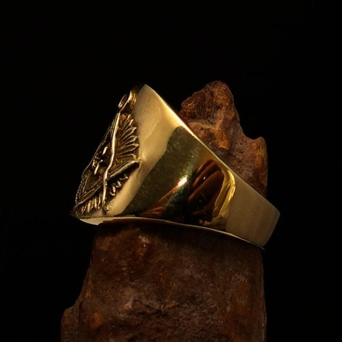 Men's ancient Square Compasses Masonic Pinky Ring Freemason G - shiny
