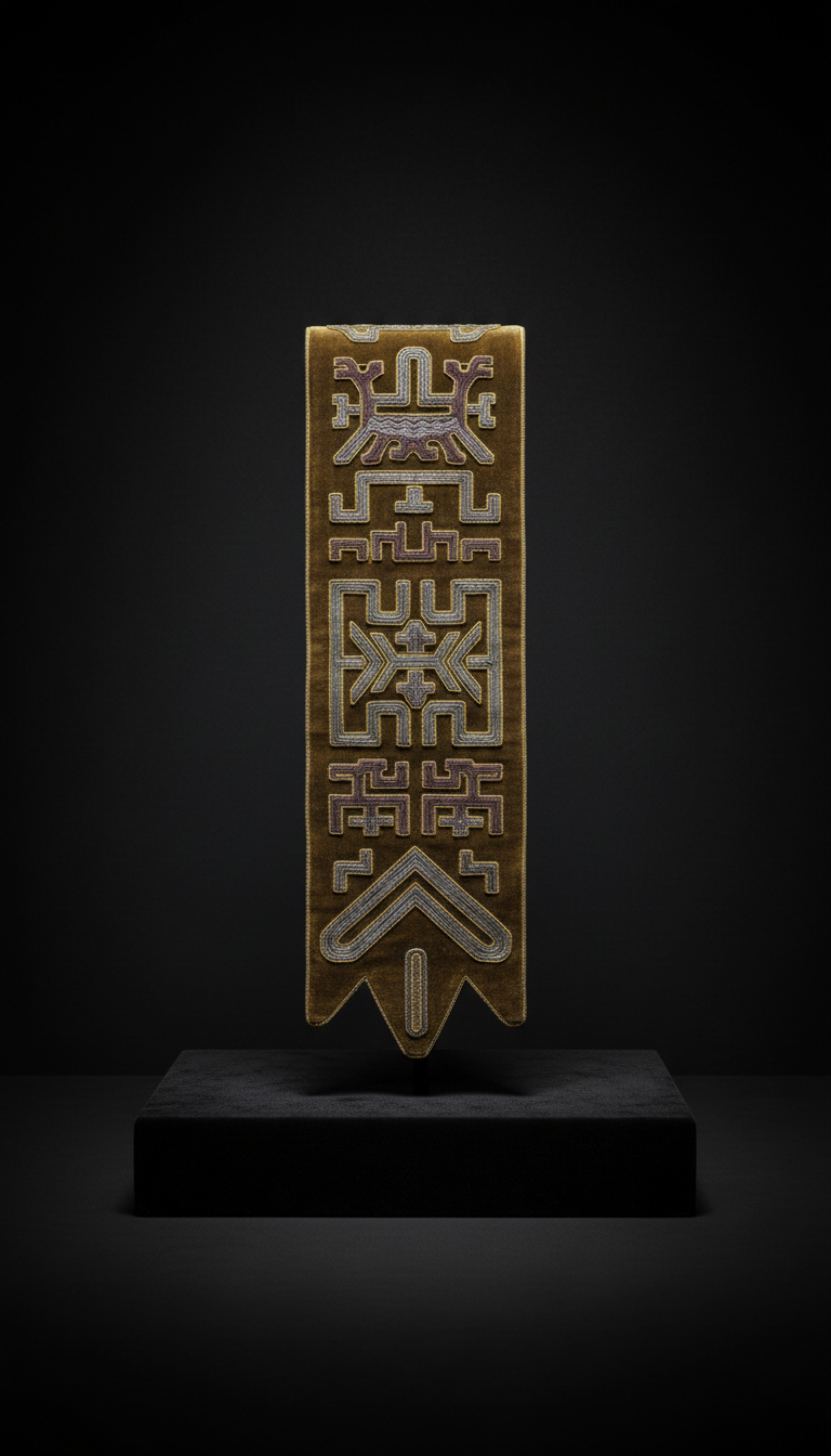Embroidered Ceremonial Sash in Midnight Velvet